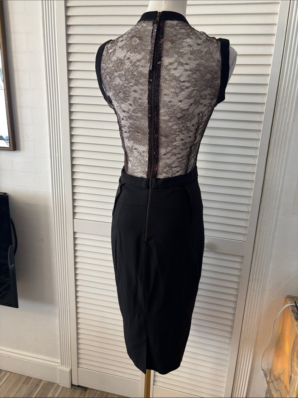 Dolce & Gabbana Black Lace-Inset Midi Dress, US2 - Picture 7 of 11